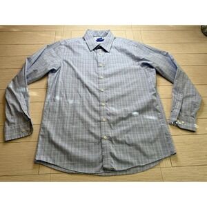 Egara Button Down Mens Blue Plaid Non Iron Slim Fit Long Sleeve Shirt Sz XLT